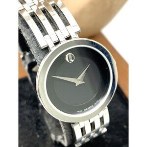 Movado Women's Watch 0607051 Esperanza Black Dial Swiss Quartz Silver Steel 28mm